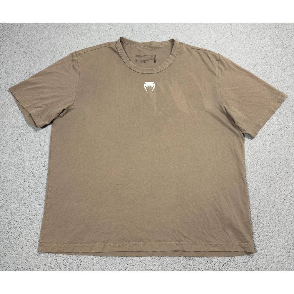 UFC‎ Venum Shirt Mens XL Brown MMA Cotton Performance Short Sleeve Logo Tee